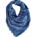 Classic Patterned Raw Silk Bandana / Ocean Blue