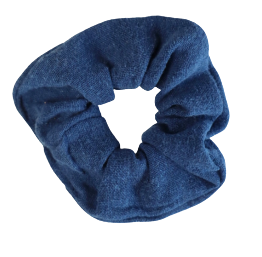 Naturally Dyed Scrap Silk Hair Scrunchies / Ocean Blue