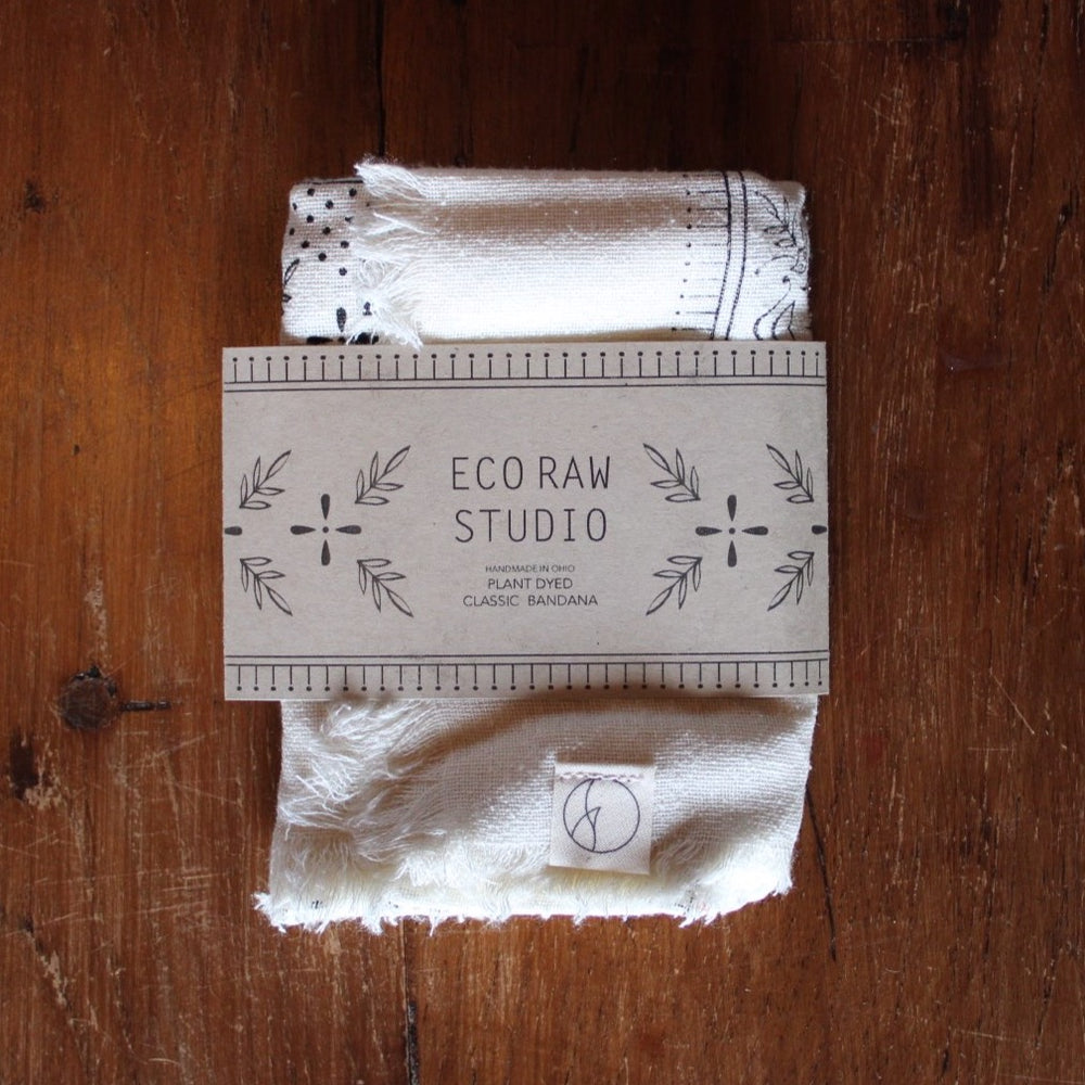 Classic Patterned Raw Silk Bandana / Cream