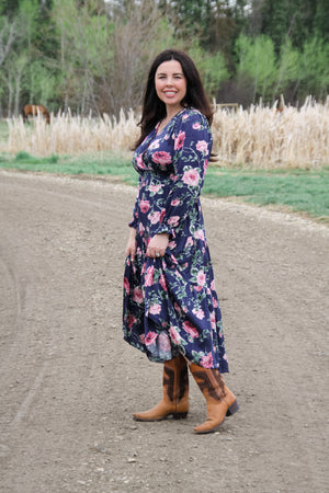 Navy floral dress