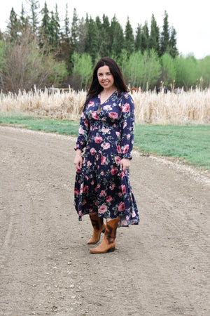 Navy floral dress