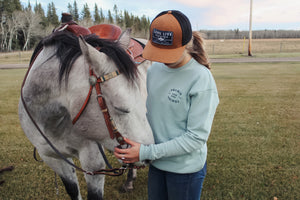 Cowgirl Company drop sleeve || Dusty blue