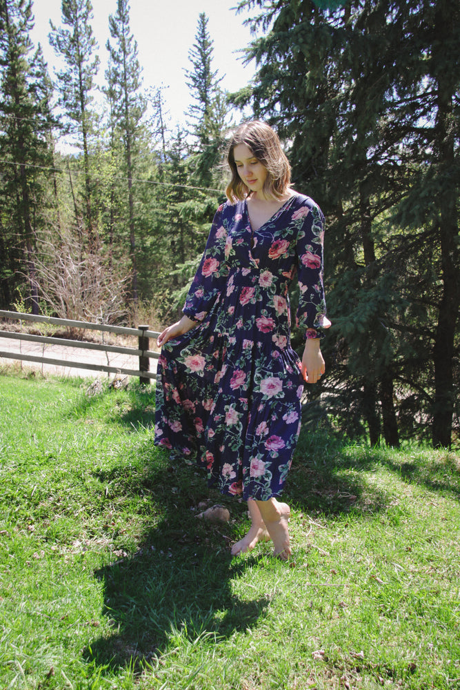 Navy floral dress